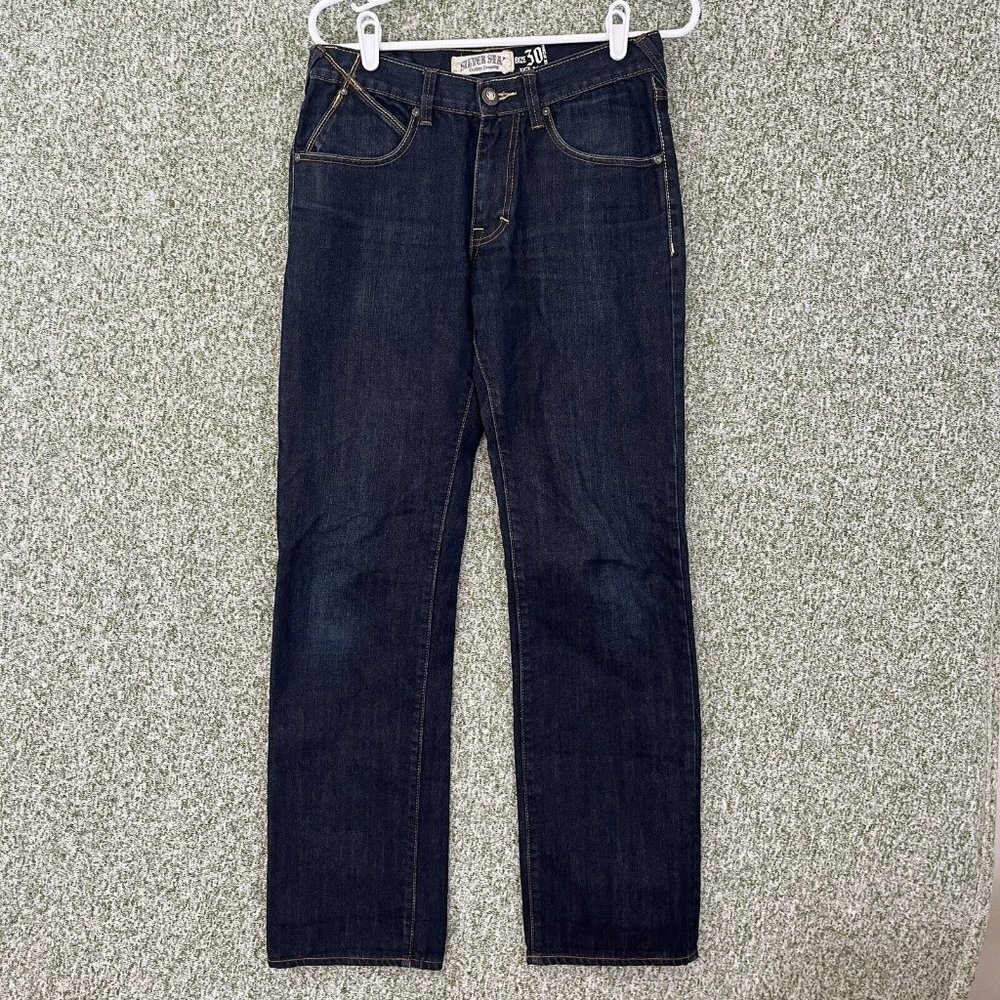 Silver Star Casting Company Jeans Women 30 Dark Blue Straight Embroidered Retro